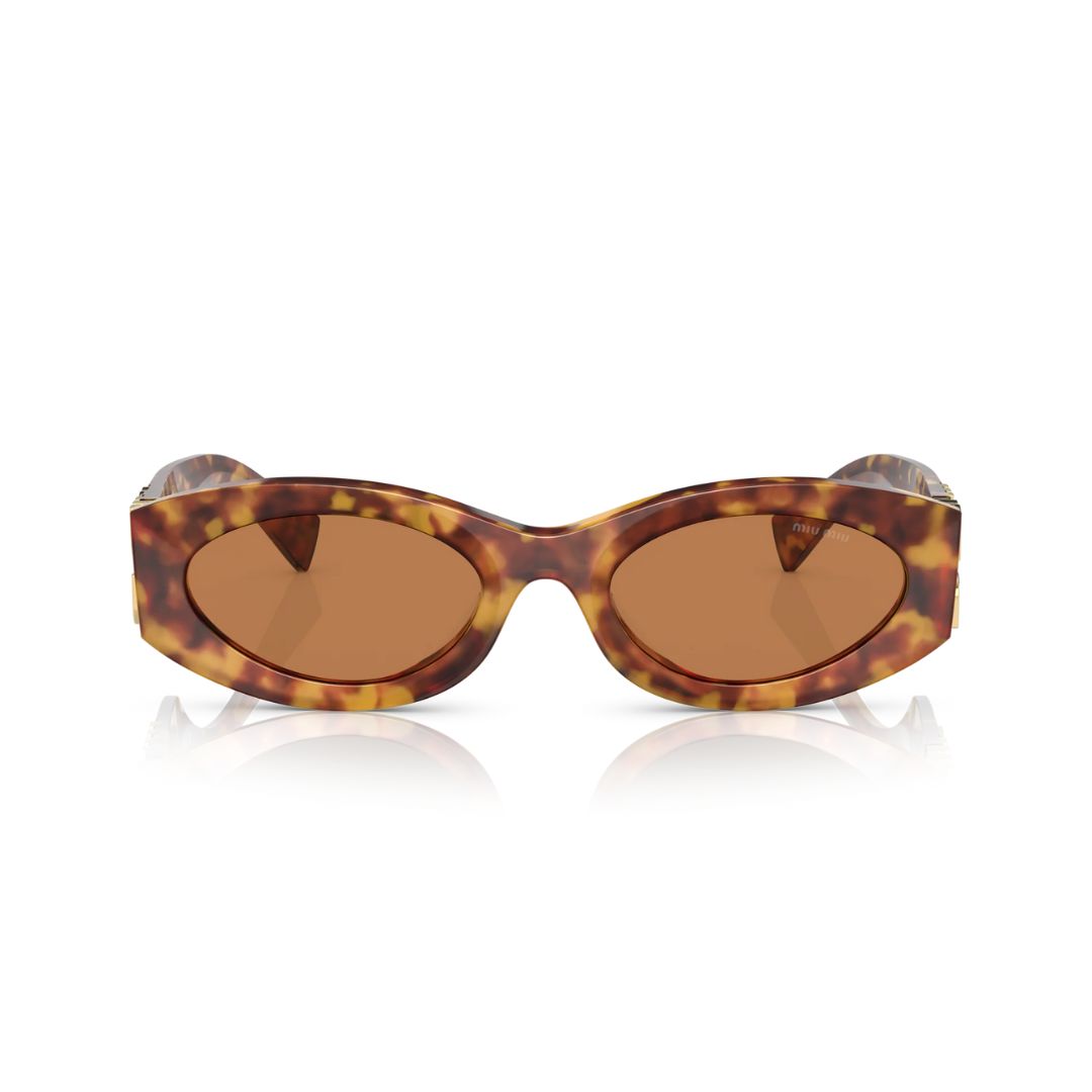 Front View: Miu Miu MU 11WS 4BW2Z1 Women’s Sunglasses – Havana Frame, Brown Lenses, Luxury Eyewear