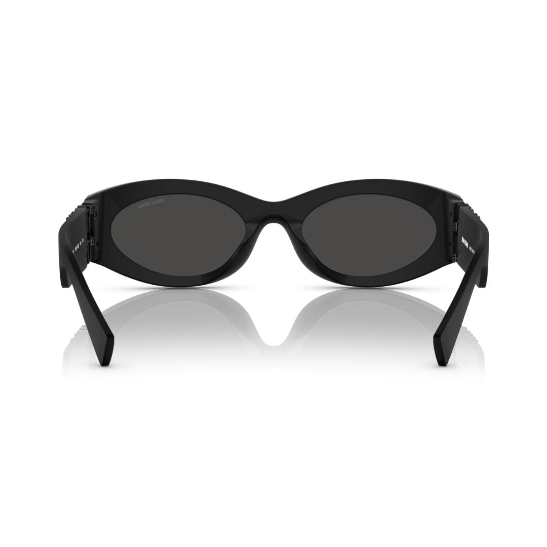 Back View: Miu Miu MU 11WS 1BO5S0 Sunglasses – Dark Grey Solid Lenses, Signature Italian Craftsmanship