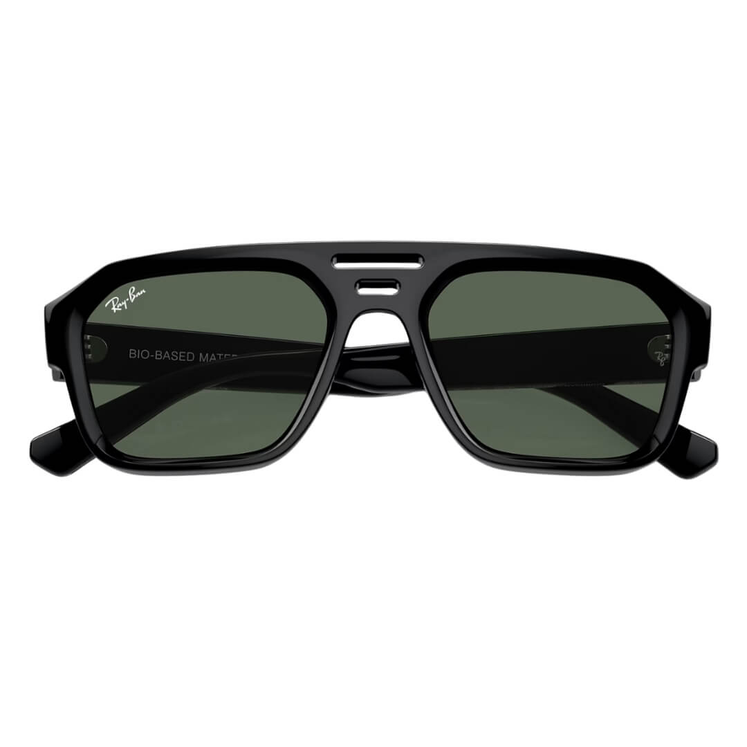 Ray-Ban Corrigan RB4397 667771 Sunglasses - Black Frame, Dark Green Lens Folded view