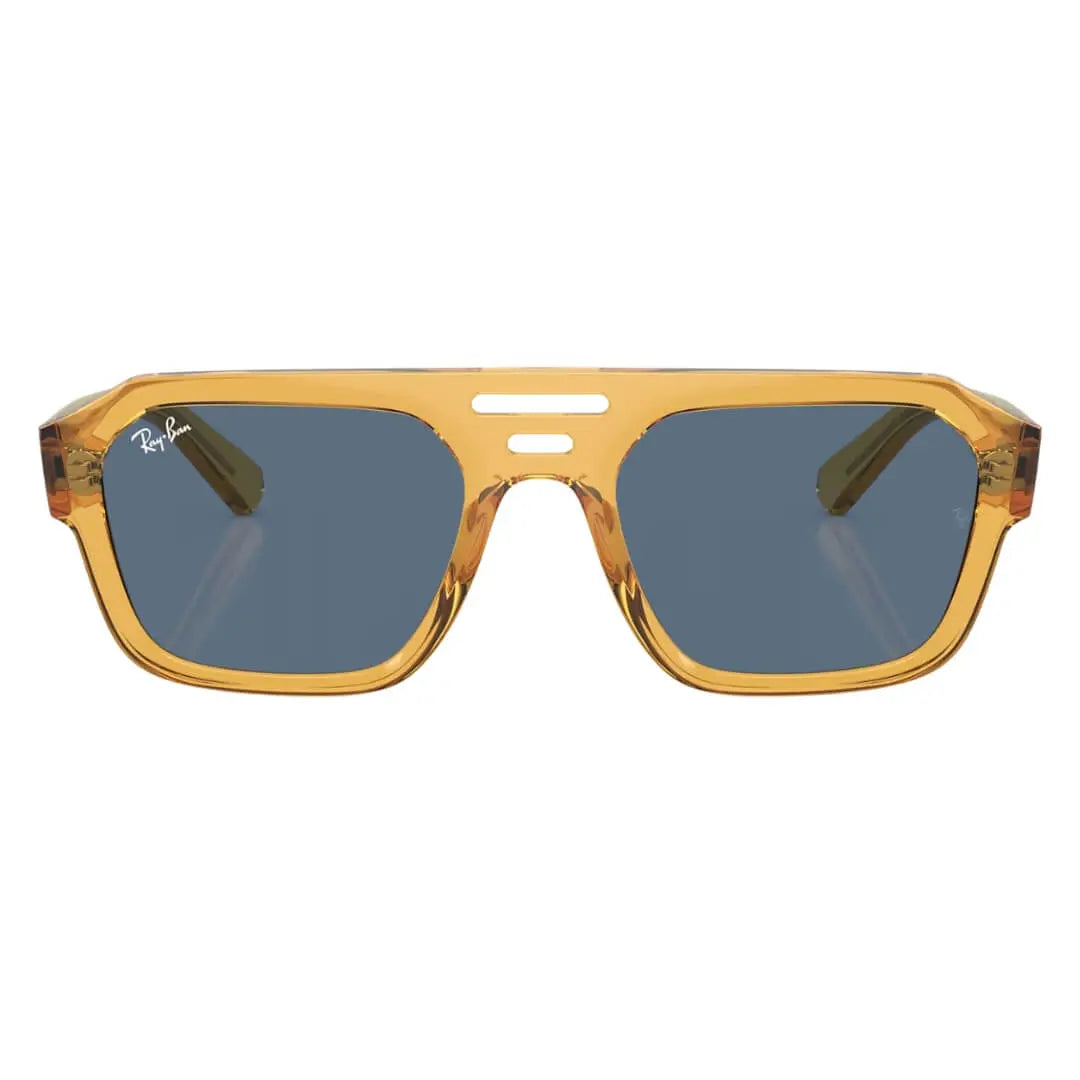 Ray-Ban Corrigan RB4397 668280 - Transparent Yellow Frame with Dark Blue Lens Front View
