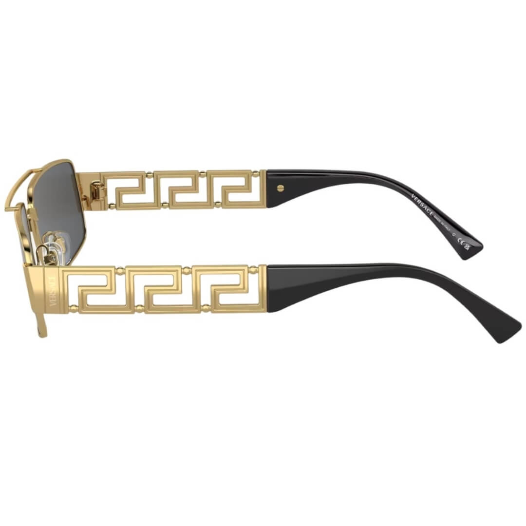 Versace VE2257 100287 - Gold Frame with Dark Grey Lens Side frame view