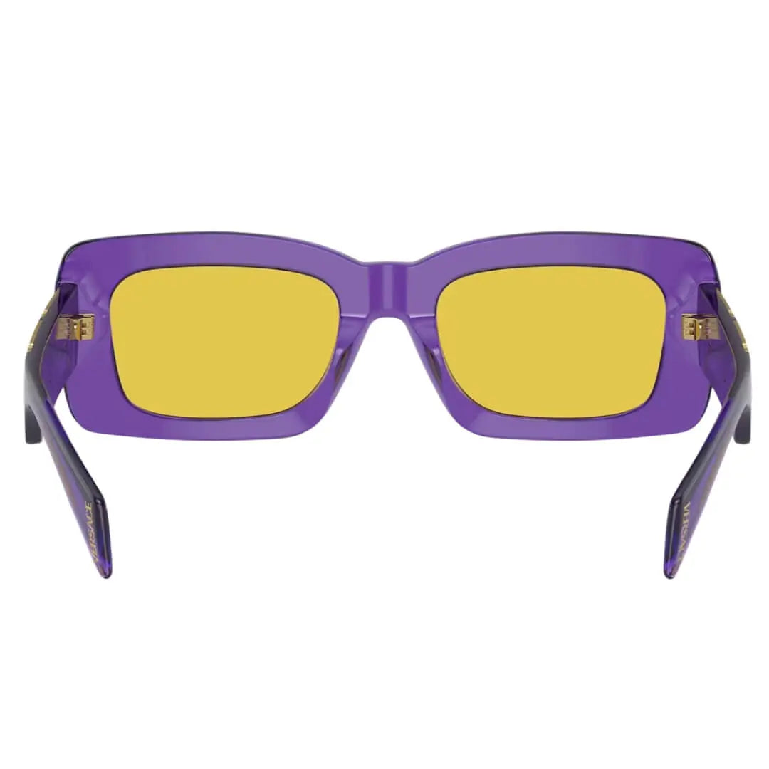 Versace VE4444U 5408V9 - Transparent Violet Frame with Yellow Mirror Lens Back View