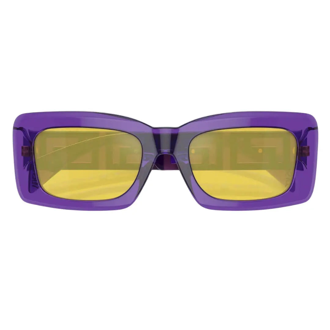Versace VE4444U 5408V9 - Transparent Violet Frame with Yellow Mirror Lens Folded View