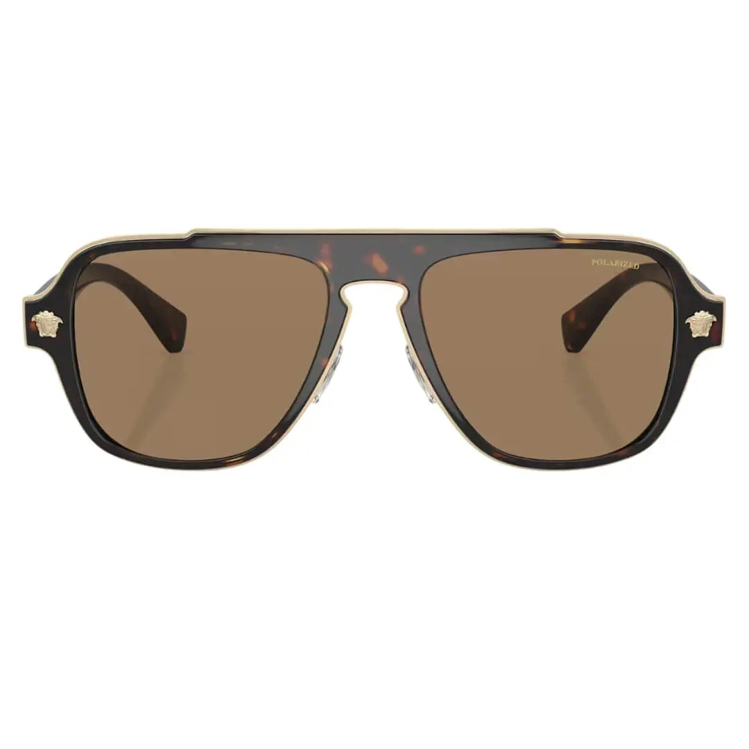 Versace VE2199 1252LA - Havana Frame with Orange Polarized Lens Front View