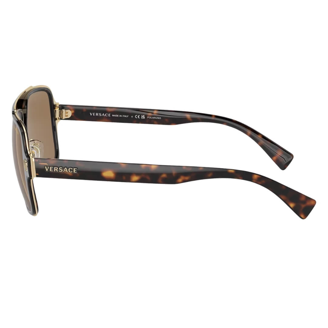 Versace VE2199 1252LA - Havana Frame with Orange Polarized Lens Side View