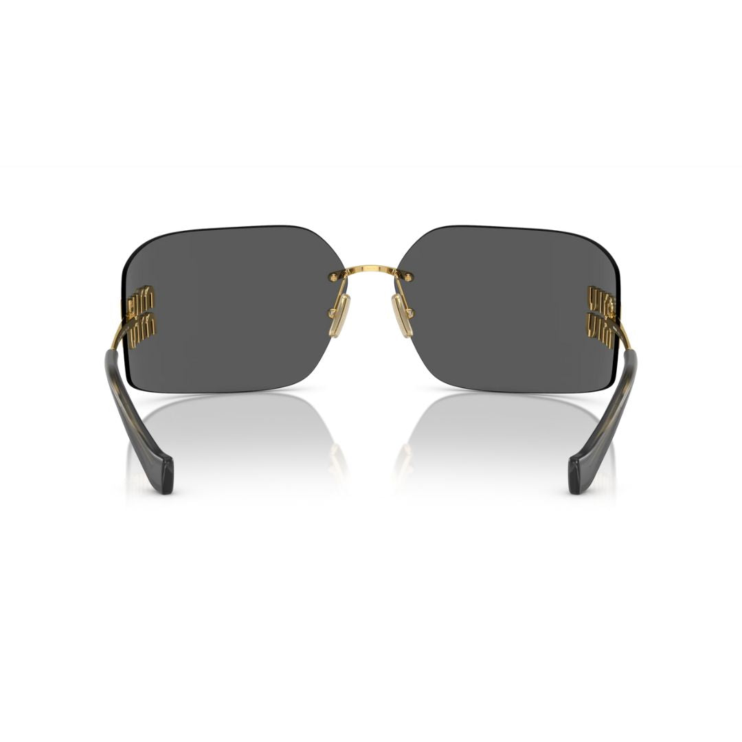 Back View: Miu Miu MU 54YS 5AK5S0 Sunglasses – Lightweight Gold Metal Construction, Premium Look