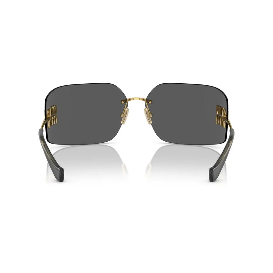 Back View: Miu Miu MU 54YS 5AK5S0 Sunglasses – Lightweight Gold Metal Construction, Premium Look