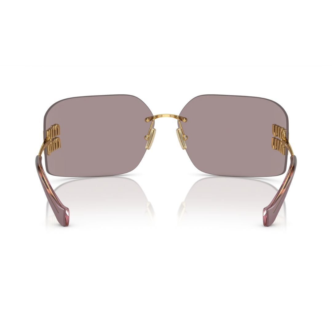 Back View: Miu Miu MU 54YS 5AK06I Sunglasses – Lightweight Gold Metal Construction, Premium