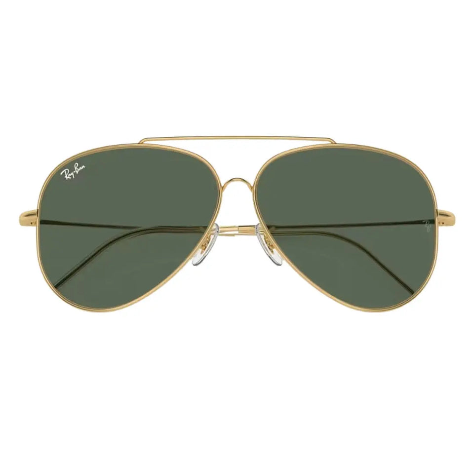 Ray-Ban Aviator Reverse RBR0101S 001/VR - Gold Frame with Green Lens Folded View