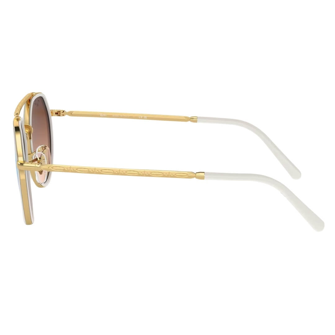 Ray-Ban RB3765 001/4O Sunglasses - Legend Gold Frame, Blue Mirror Lens Side view