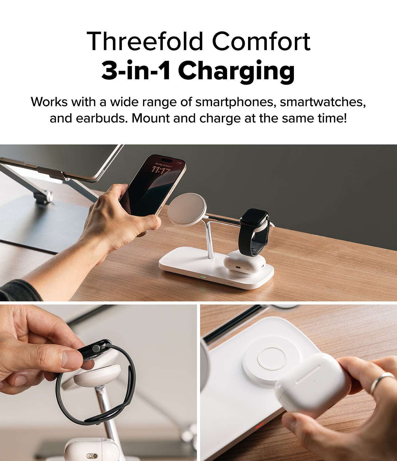 Ringke Qi2 3-in-1 Magnetic Wireless Charging Stand