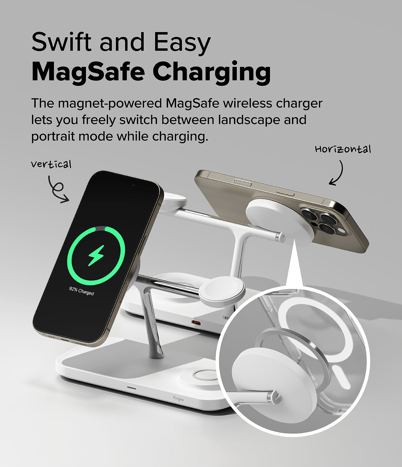 Ringke Qi2 3-in-1 Magnetic Wireless Charging Stand