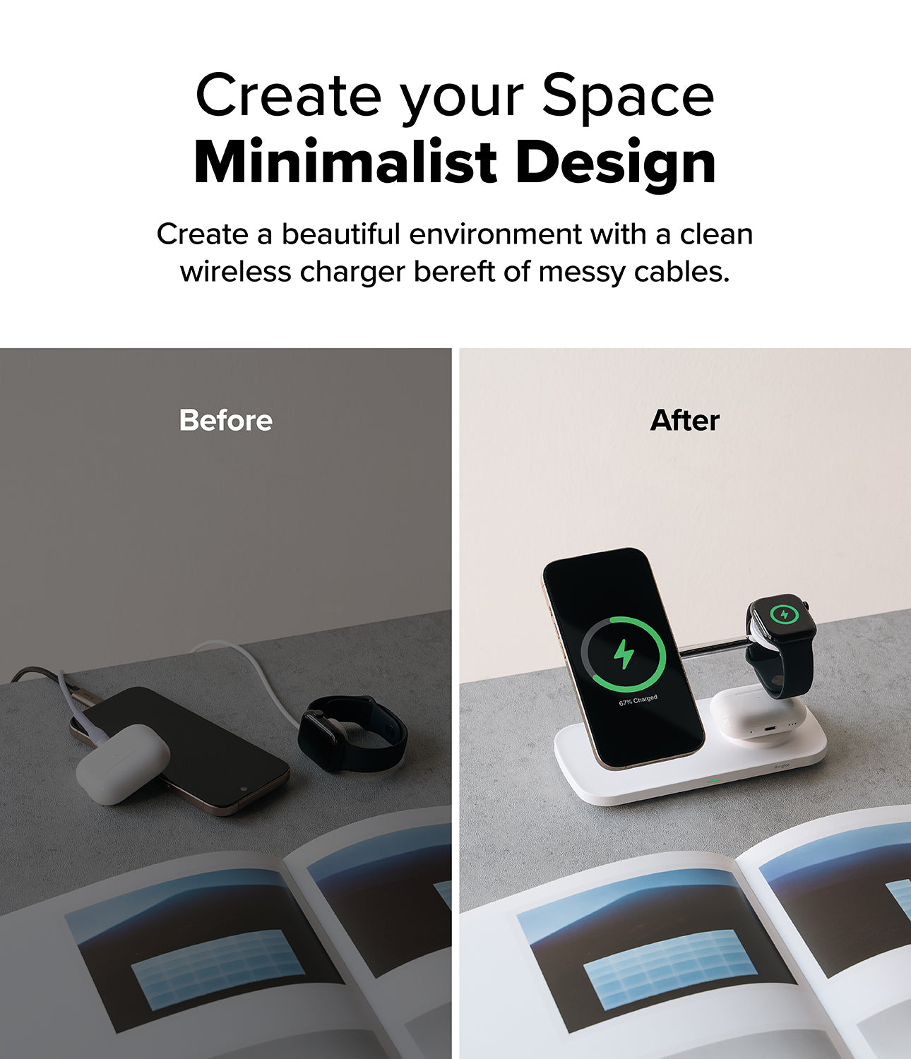 Ringke Qi2 3-in-1 Magnetic Wireless Charging Stand