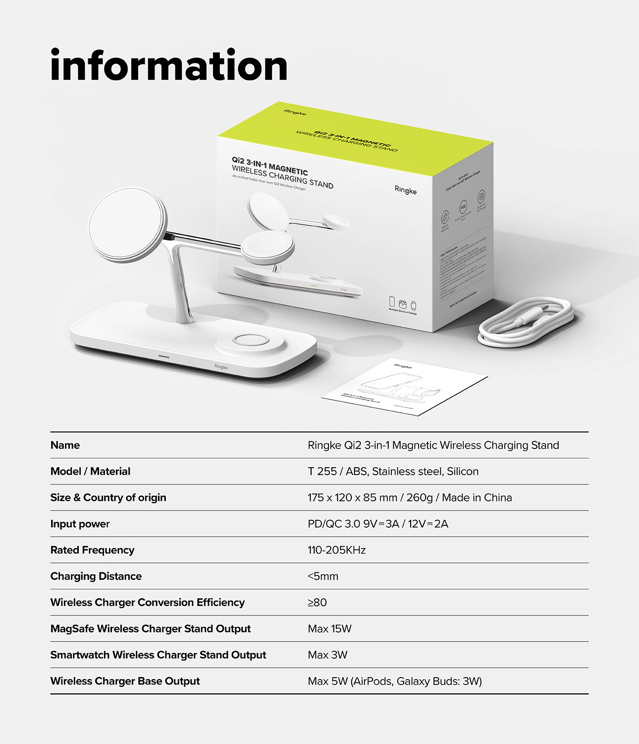 Ringke Qi2 3-in-1 Magnetic Wireless Charging Stand
