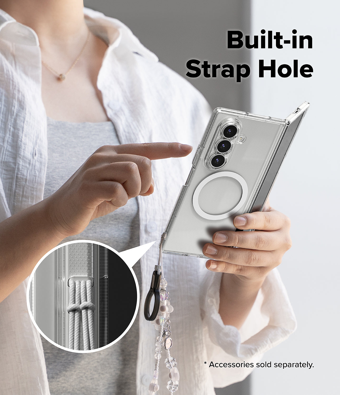 Back view of the clear Ringke Fusion case, showing the MagSafe ring and camera cutout.