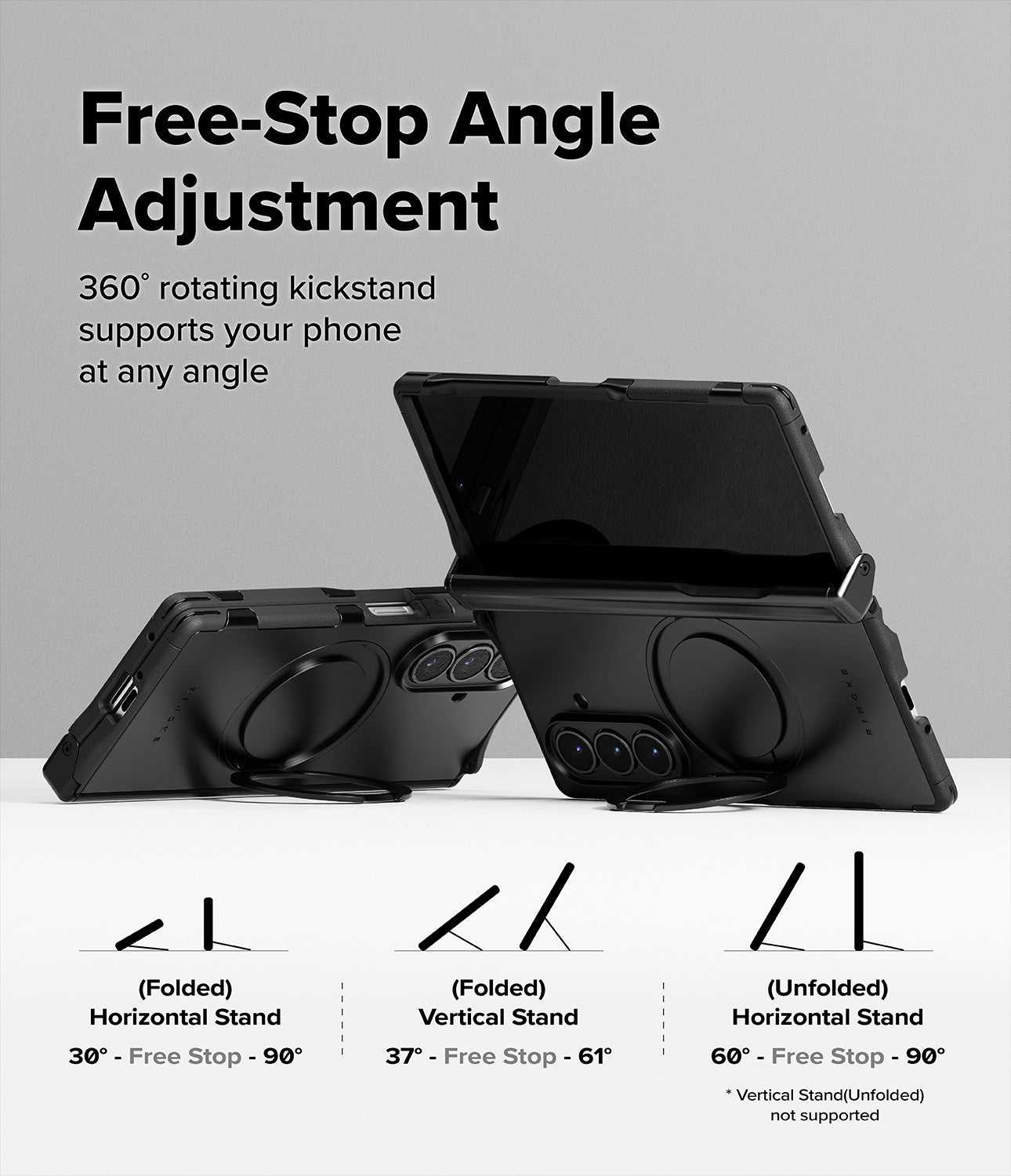 Back view of the Ringke Alles case, highlighting the rugged double-layer design and magnetic ring.