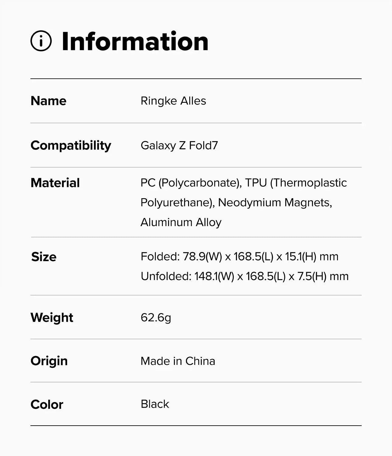 Galaxy Z Fold 7 Case Alles Black by Ringke Ringke