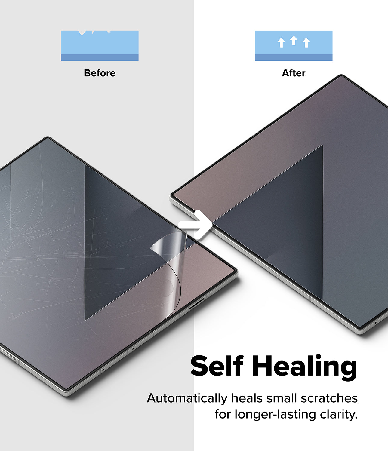 The TPU hinge cover installed on the Galaxy Z Fold 7, protecting it against scratches and dust.