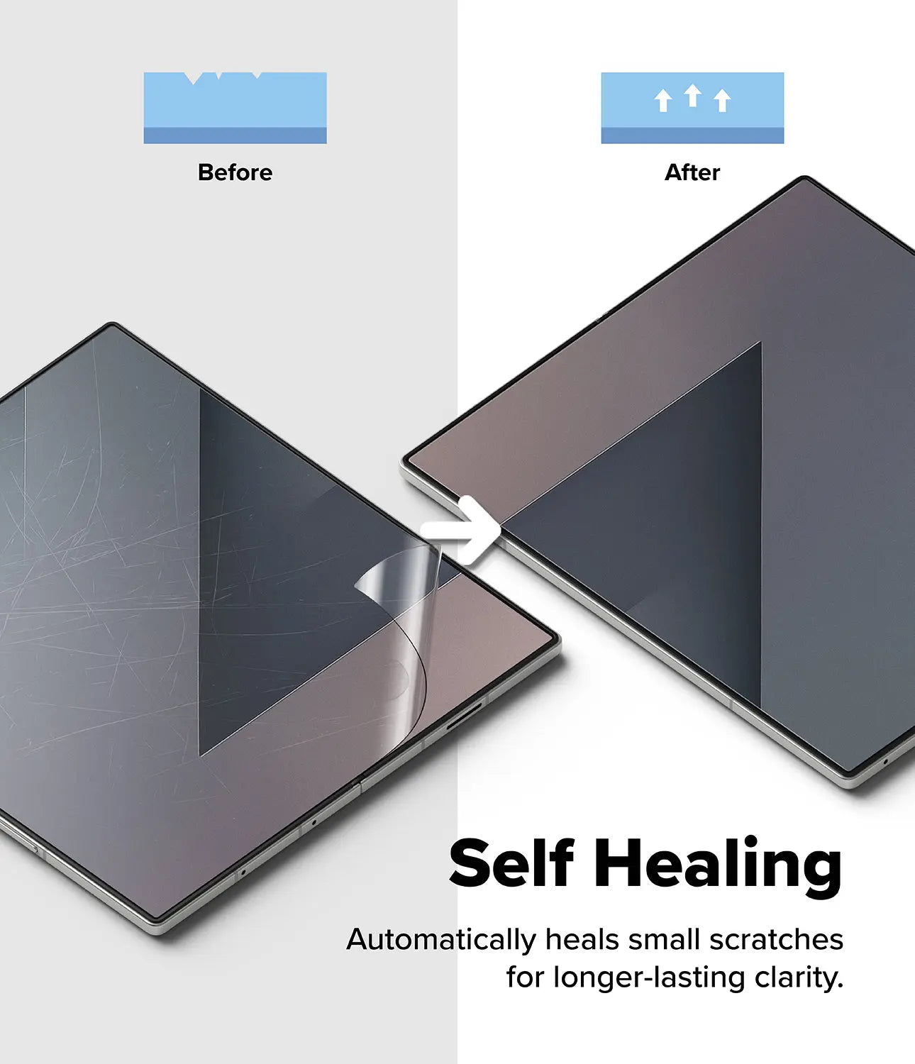 The TPU hinge cover installed on the Galaxy Z Fold 7, protecting it against scratches and dust.
