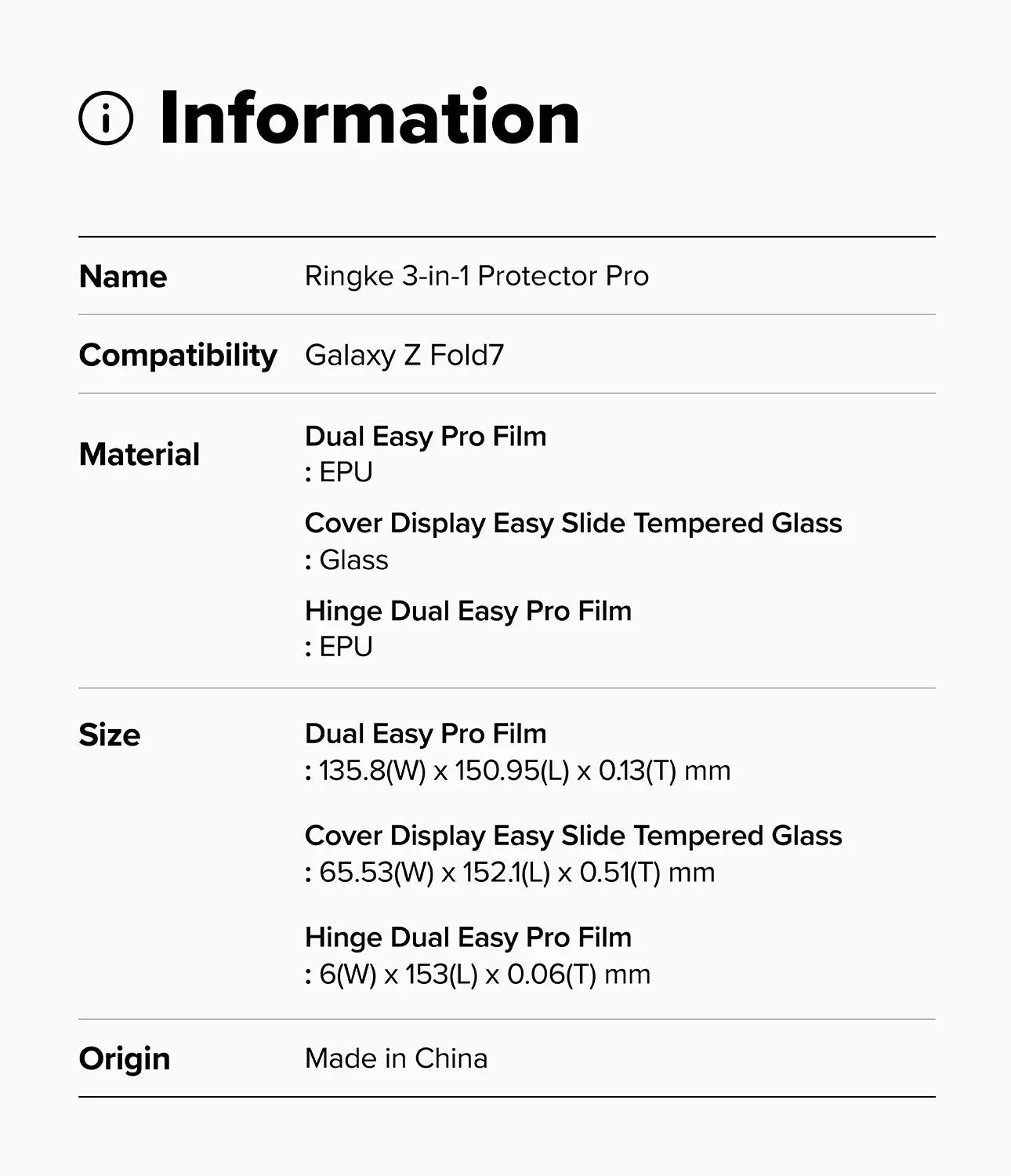 Galaxy Z Fold 7 3-in-1 Protector Pro Film + Hinge by Ringke Ringke