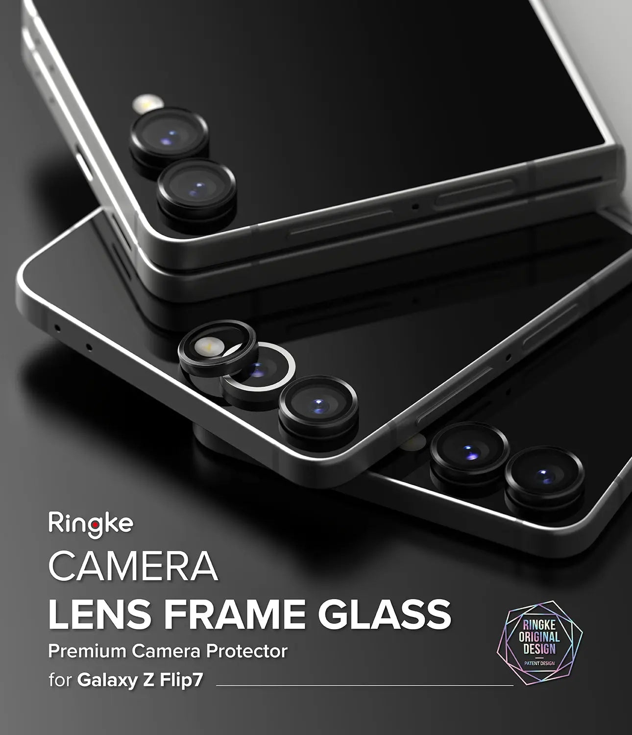 The custom-fit installation tool next to the Ringke camera lens protectors.