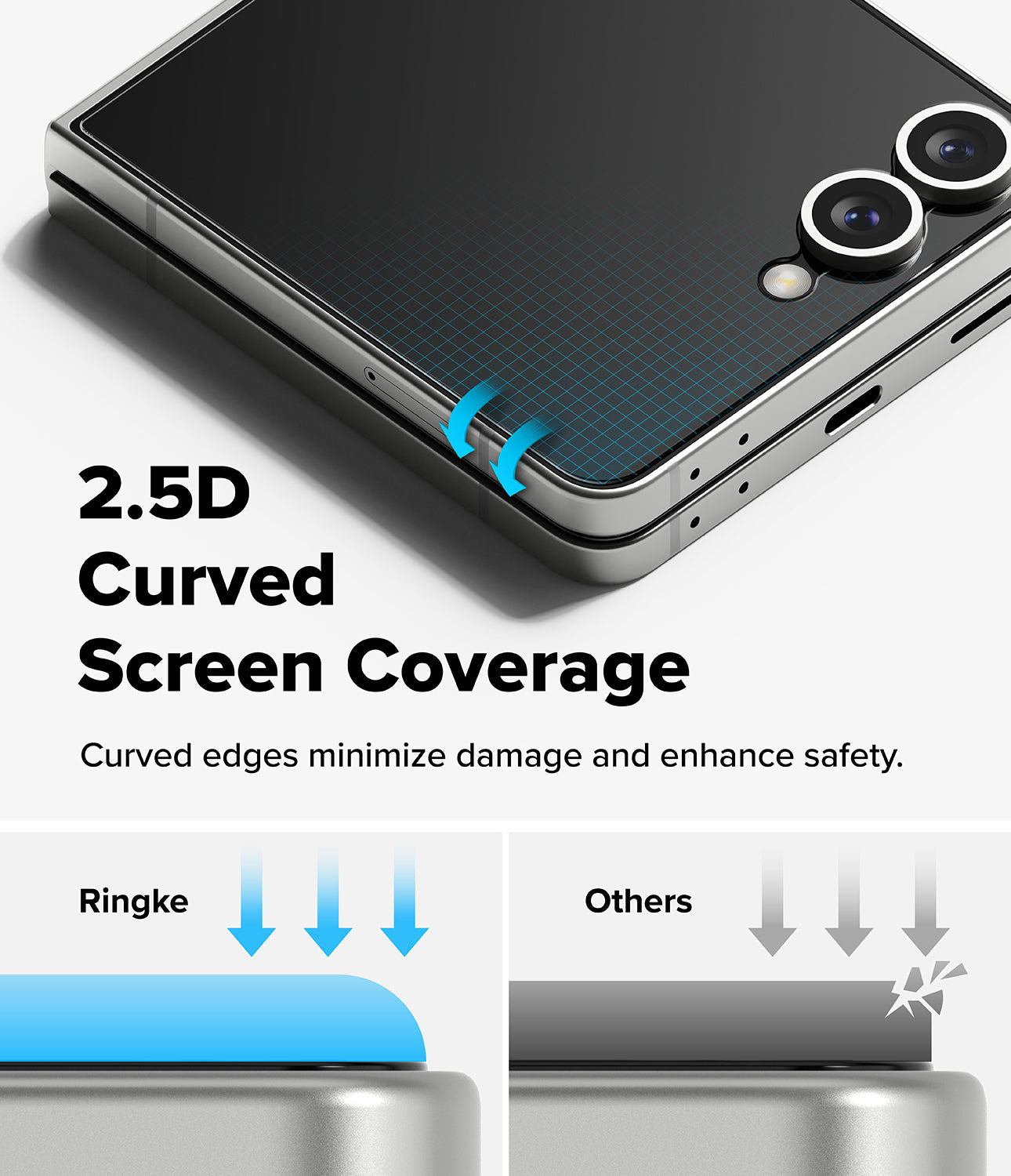 The TPU hinge cover installed on the Galaxy Z Flip 7, protecting it against scratches and dust.