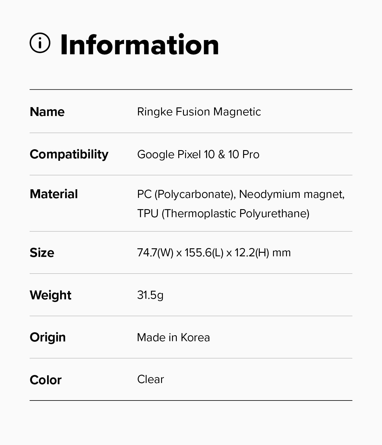 Pixel 10 / 10 Pro Case Fusion Magnetic Clear by Ringke