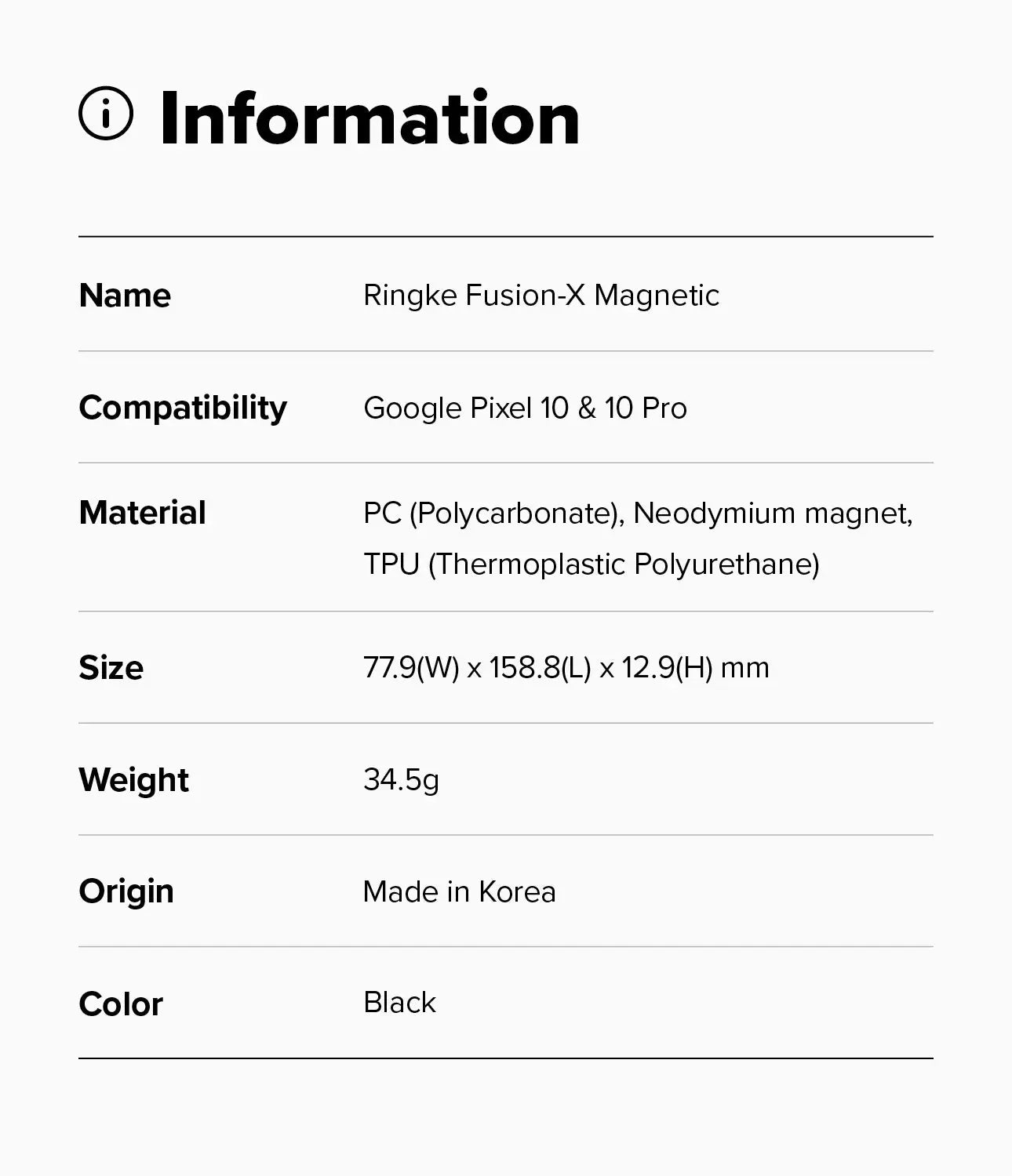 Pixel 10 / 10 Pro Case Fusion X Magnetic Black by Ringke Ringke