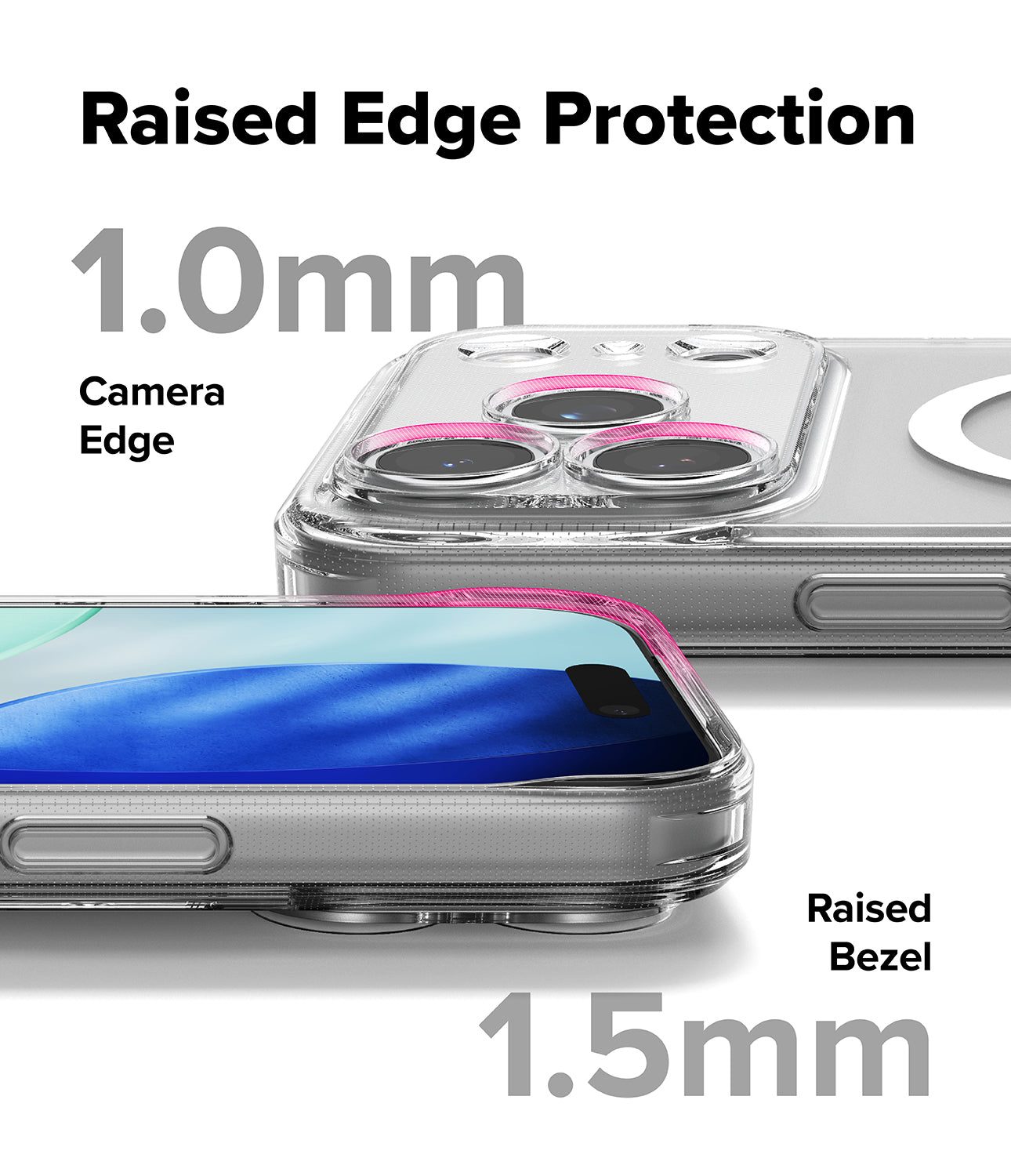 Side view of the iPhone 17 Pro Max in the Ringke Fusion Matte Clear case, showcasing its slim profile and built-in strap holes.