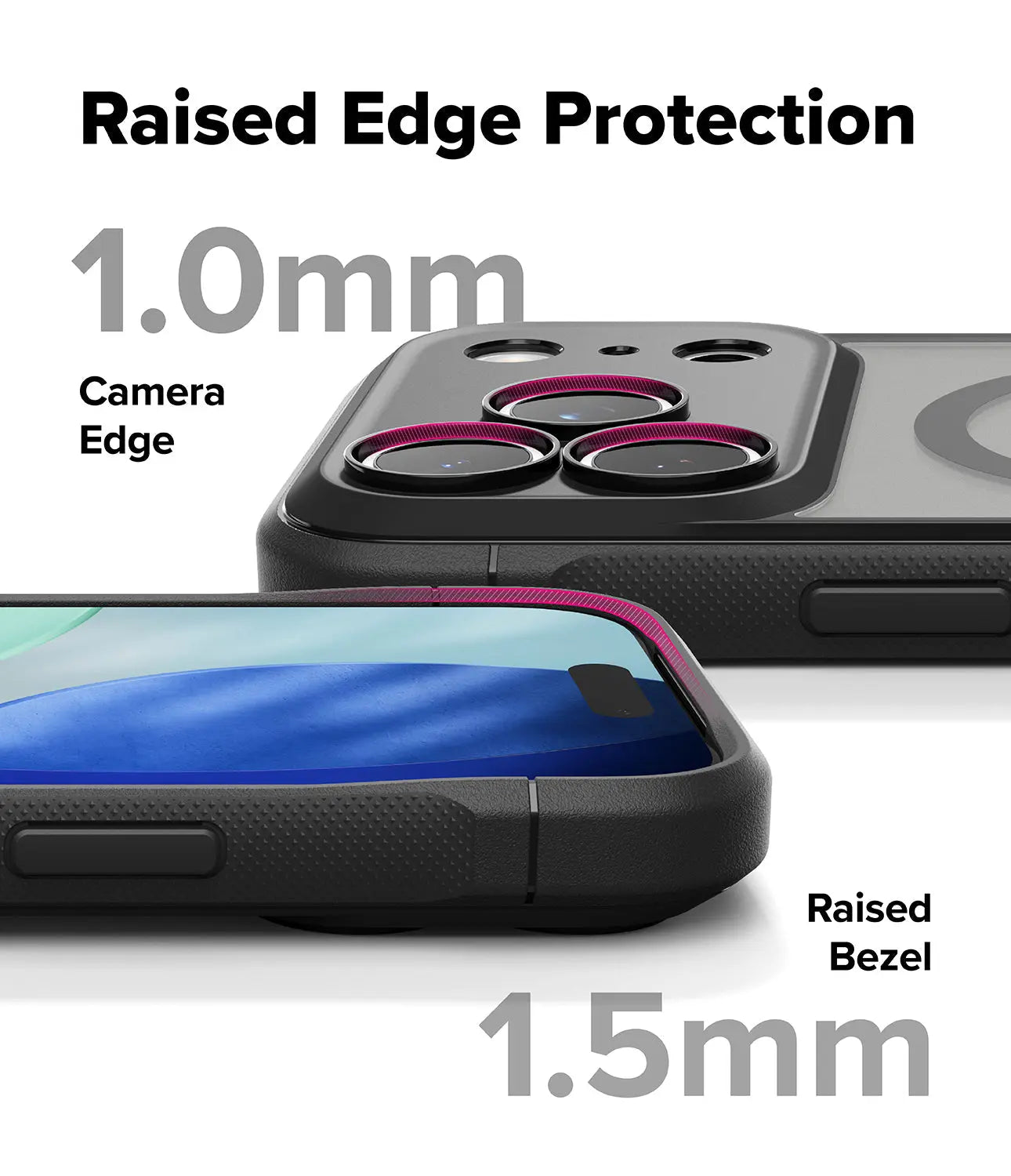 Close-up shot of the micro-embossing texture on the side of the Ringke Fusion Bold case.