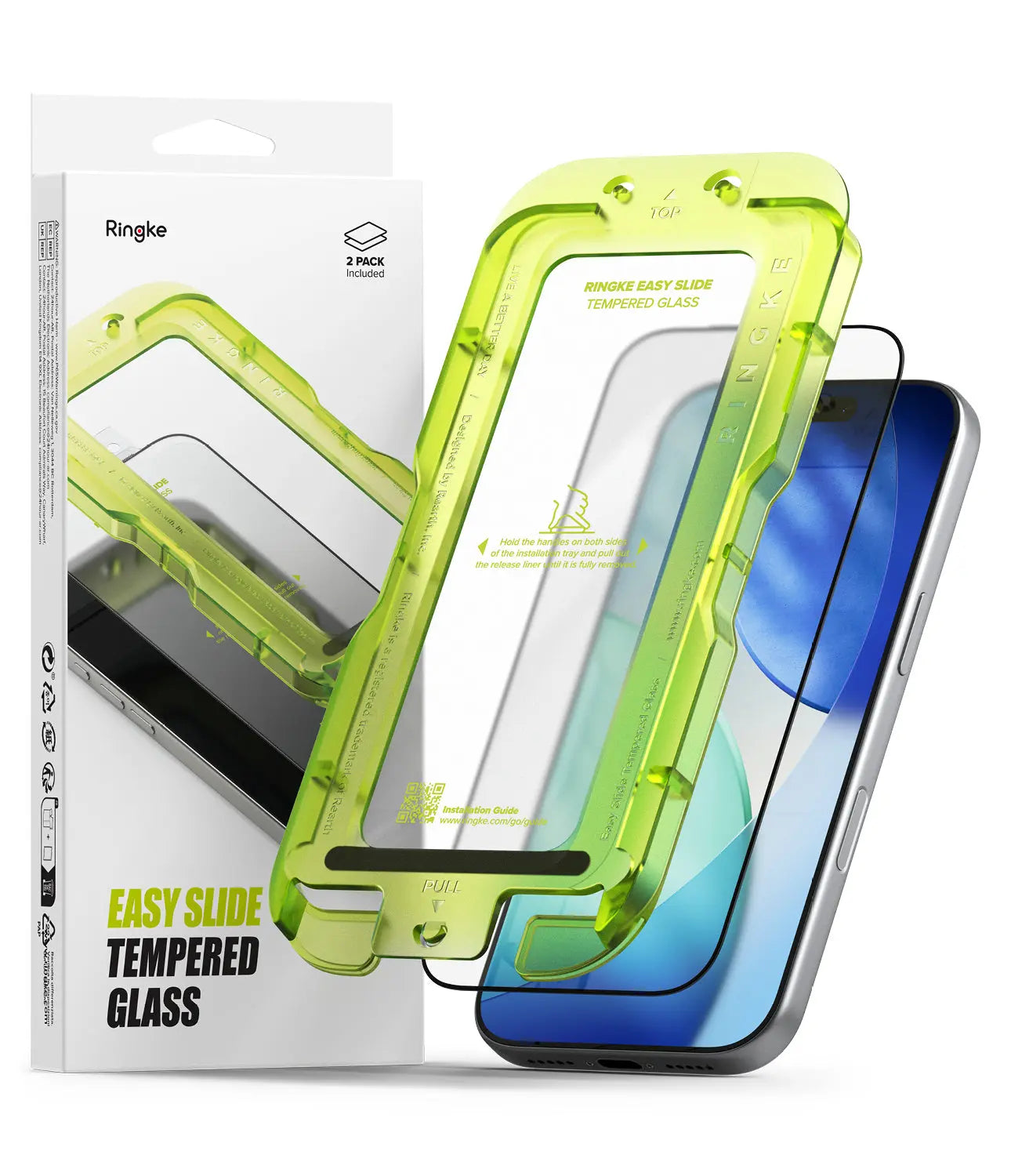Ringke Easy Slide Tempered Glass Screen Protector 2-pack for iPhone 17 Pro Max.