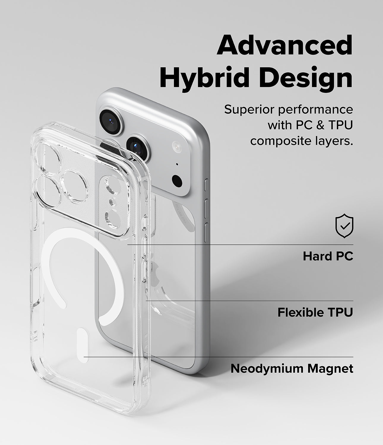 Back view of the Ringke Fusion Clear case for iPhone 17 Pro, highlighting its minimalist design.