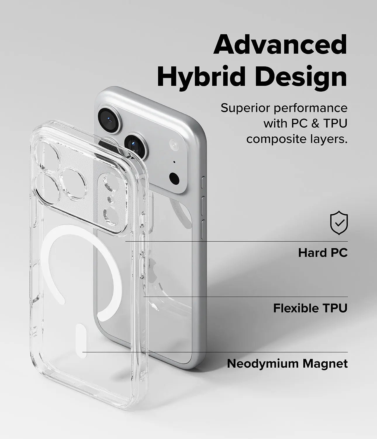 Back view of the Ringke Fusion Clear case for iPhone 17 Pro, highlighting its minimalist design.