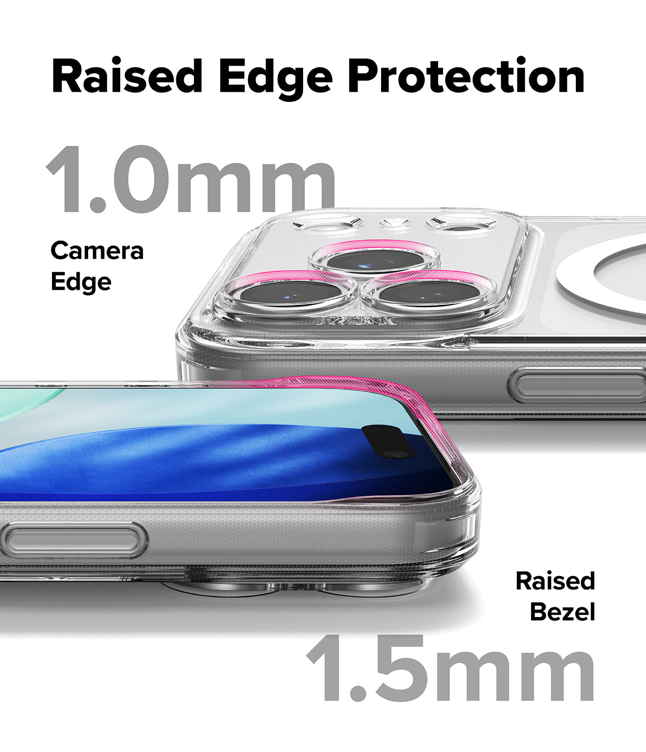 Side view of the iPhone 17 Pro in the Ringke Fusion Clear case, showcasing its slim profile and built-in strap holes.