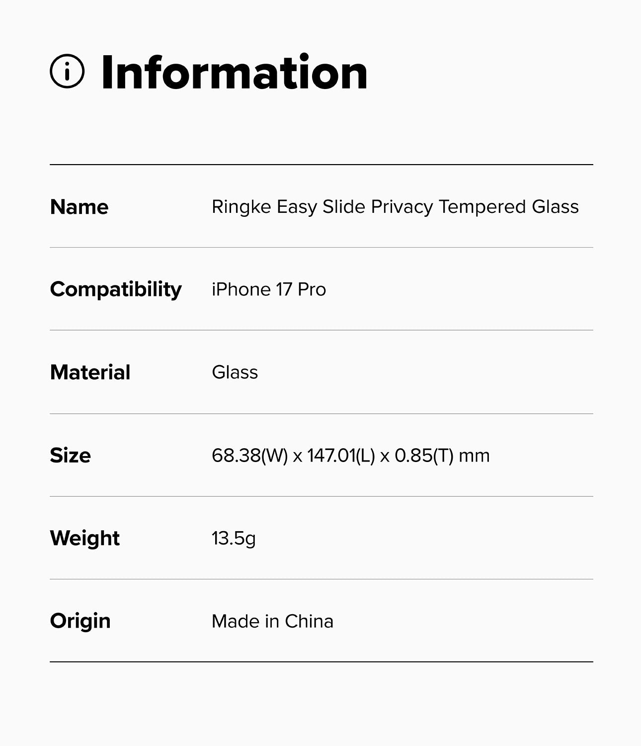 iPhone 17 Pro Easy Slide Privacy Glass 2 Pack by Ringke