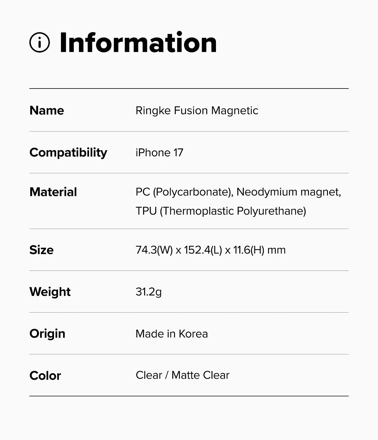 iPhone 17 Case Fusion Magnetic Matte Clear by Ringke Ringke