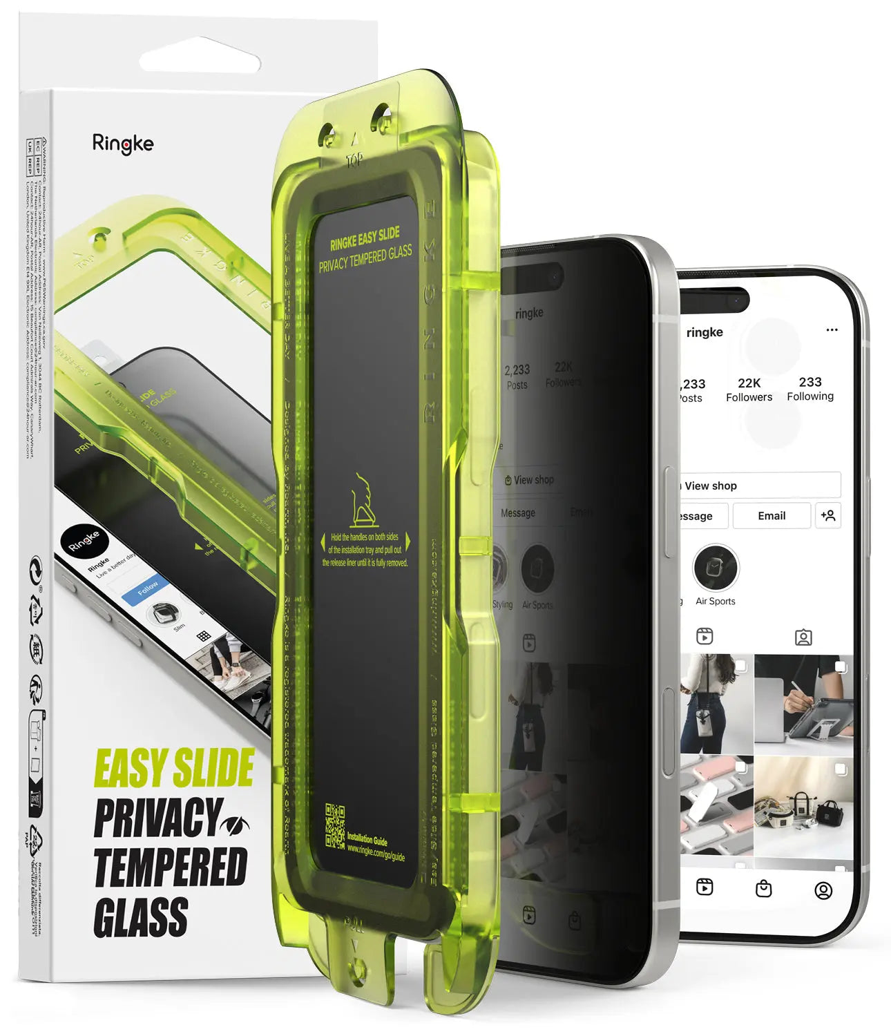 Ringke Easy Slide Privacy Glass Screen Protector 2-pack for iPhone 17.