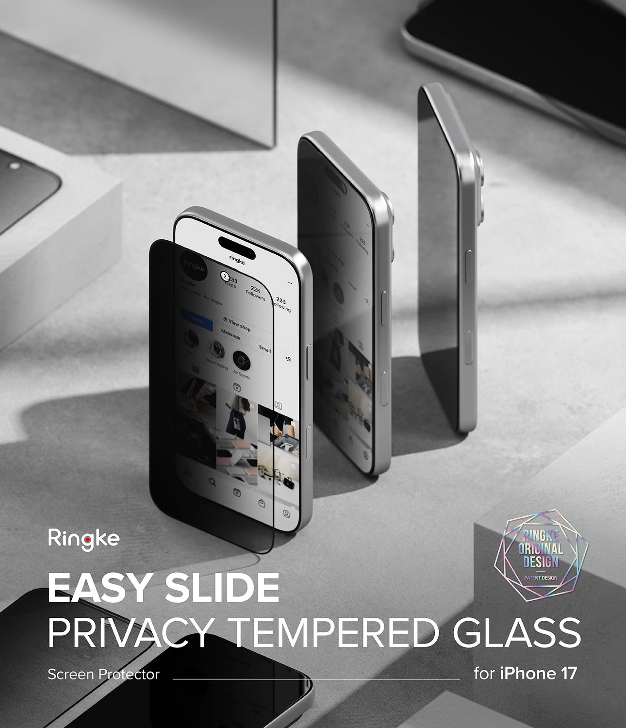 iPhone 17 Easy Slide Privacy Glass 2 Pack by Ringke