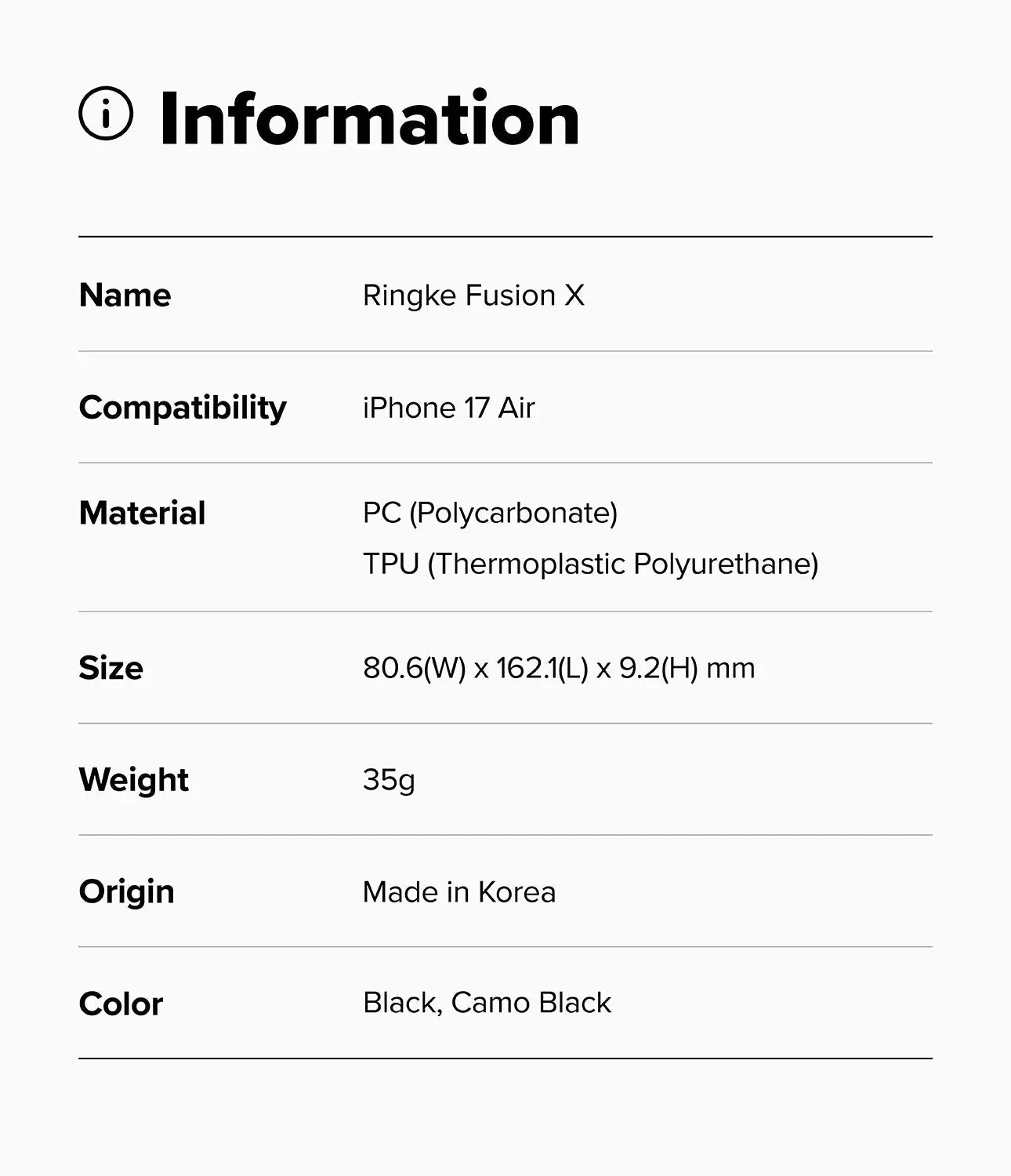 iPhone 17 Air Case Fusion X Magnetic Black by Ringke Ringke