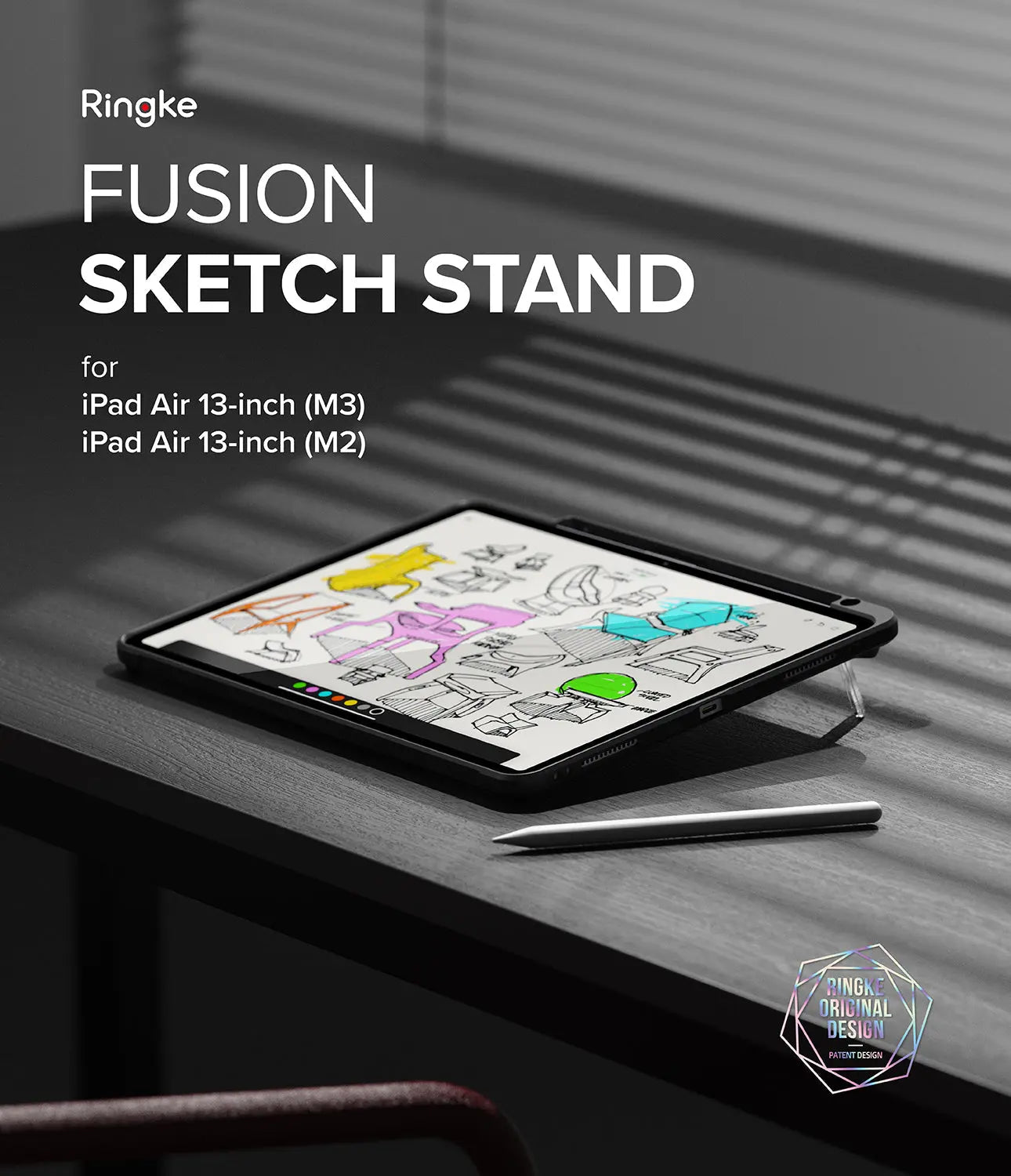 iPad Air 13" (M3/M2) Fusion Sketch Stand Black Case by Ringke Ringke