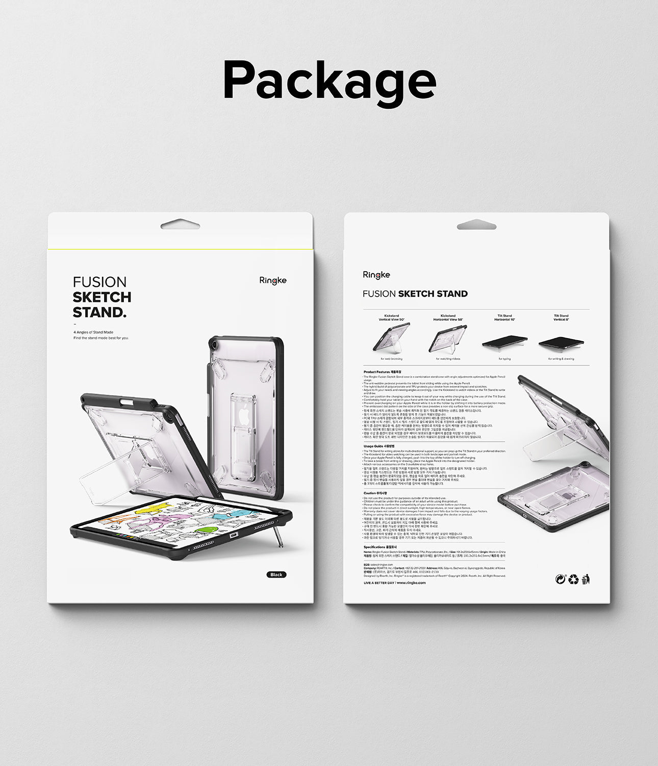 iPad Air 11" (M3/M2/4th/5th) Fusion Sketch Stand Black Case by Ringke