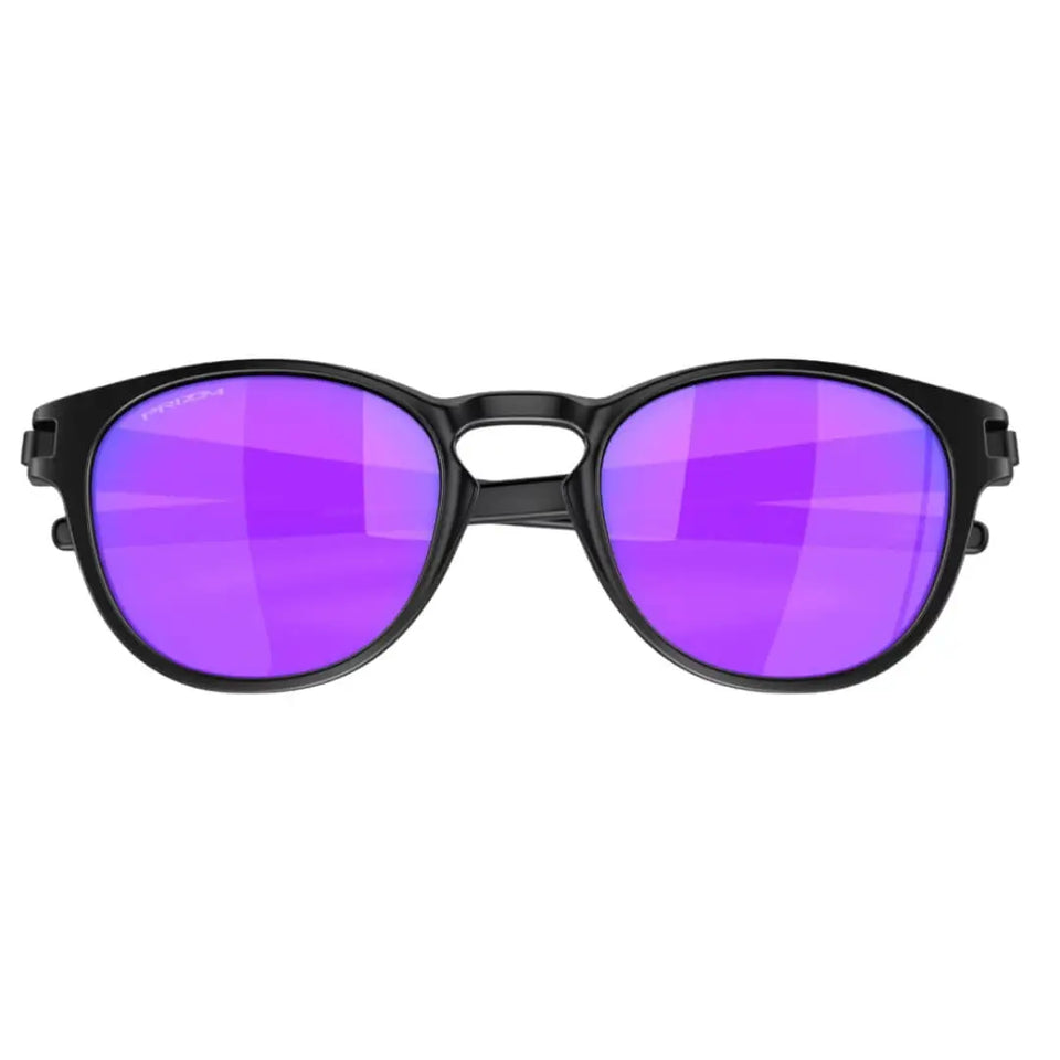 Oakley Latch OO9265 926555 Sunglasses - Matte Black Frame, Prizm Violet Lens Folded View
