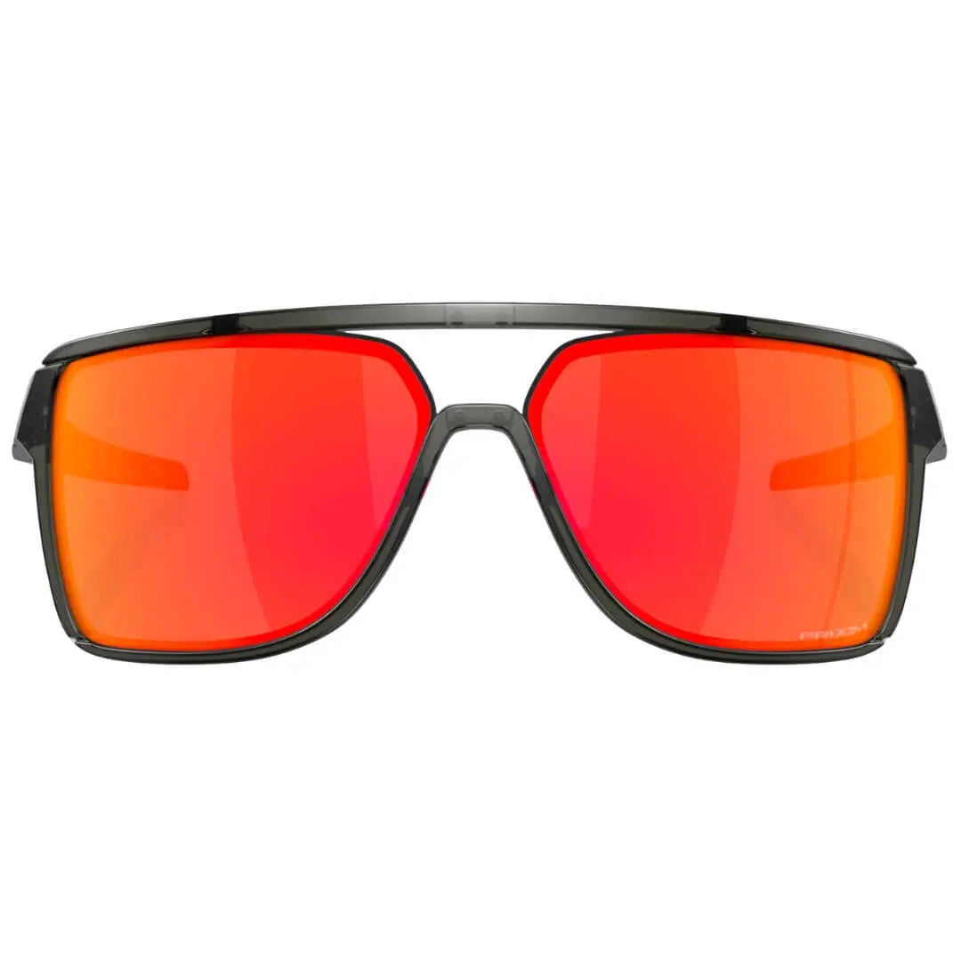 Oakley OO9147 Castel 914705 Sunglasses - Matte Grey Smoke Frame, Prizm Ruby Lens Front Fold View