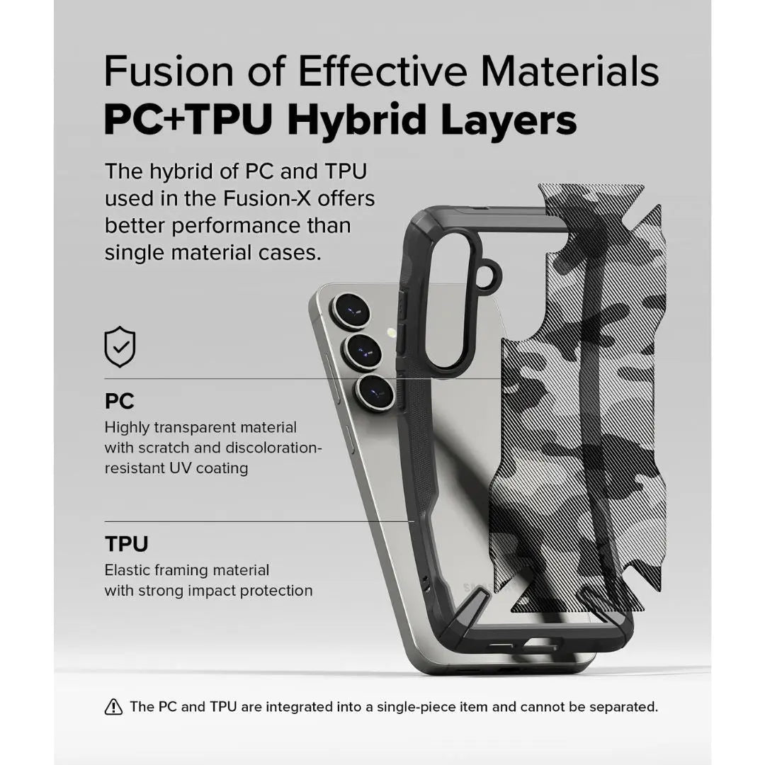 Ringke Fusion X Design Camo Black Case – Designed for Samsung Galaxy S25 Plus Dual Hybrid Layer Back