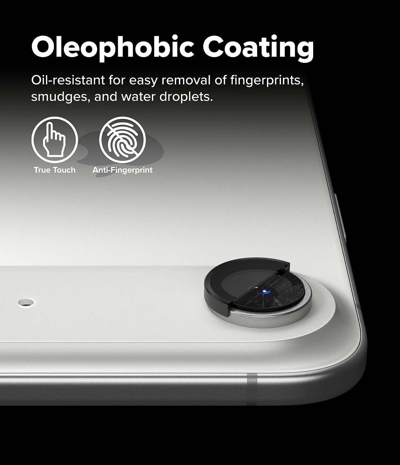 Close-up view of the Ringke camera lens protectors installed on an iPhone 17 Air.