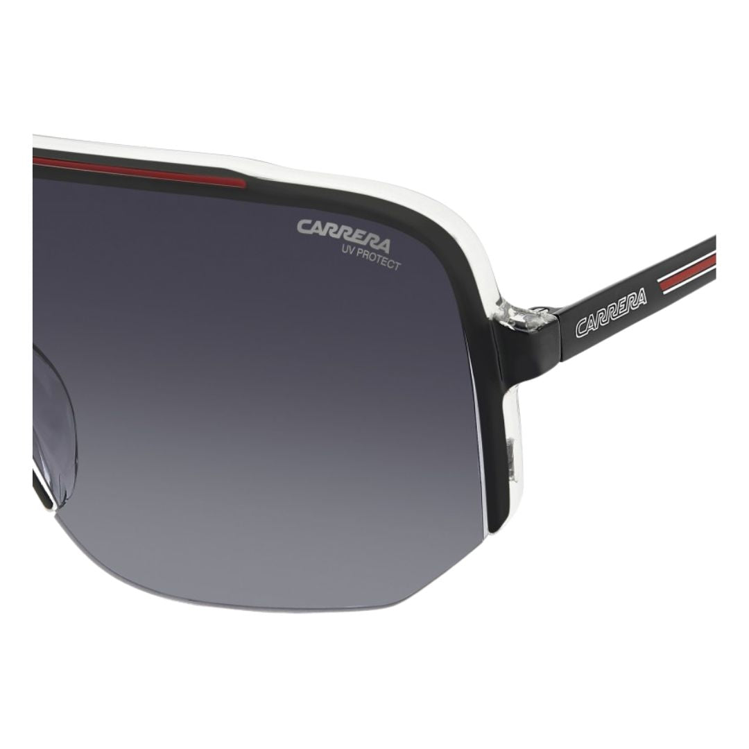 Carrera 1060/S unisex shield sunglasses with black frame and gradient lens on a white background