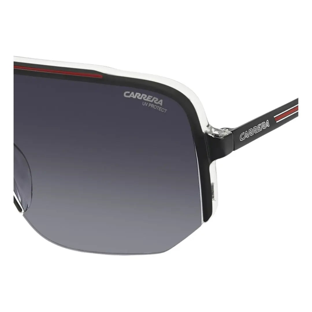 Carrera 1060/S unisex shield sunglasses with black frame and gradient lens on a white background