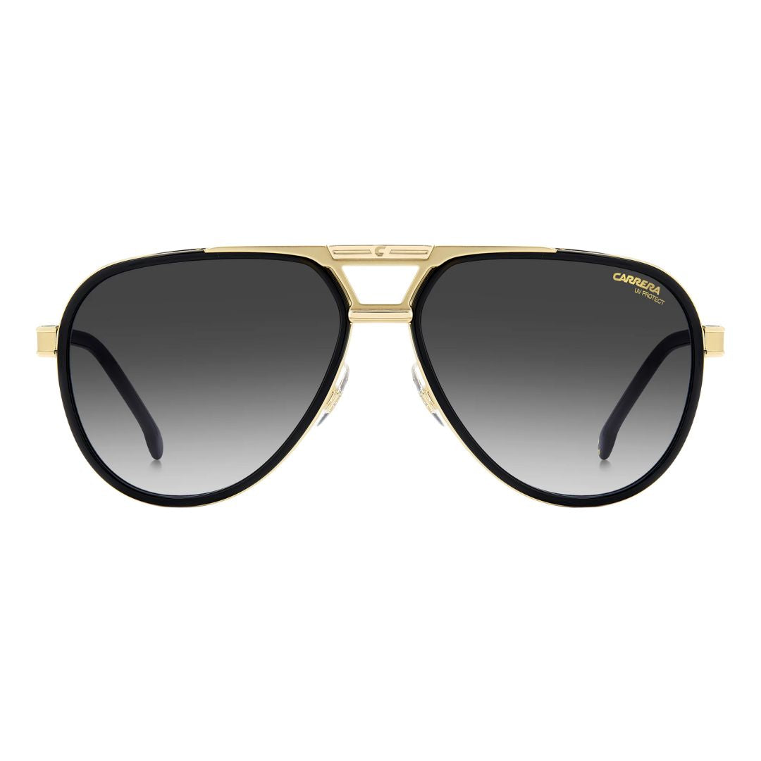 Carrera 1076/S men's aviator Gold-framed sunglasses with black gradient lenses on a white background