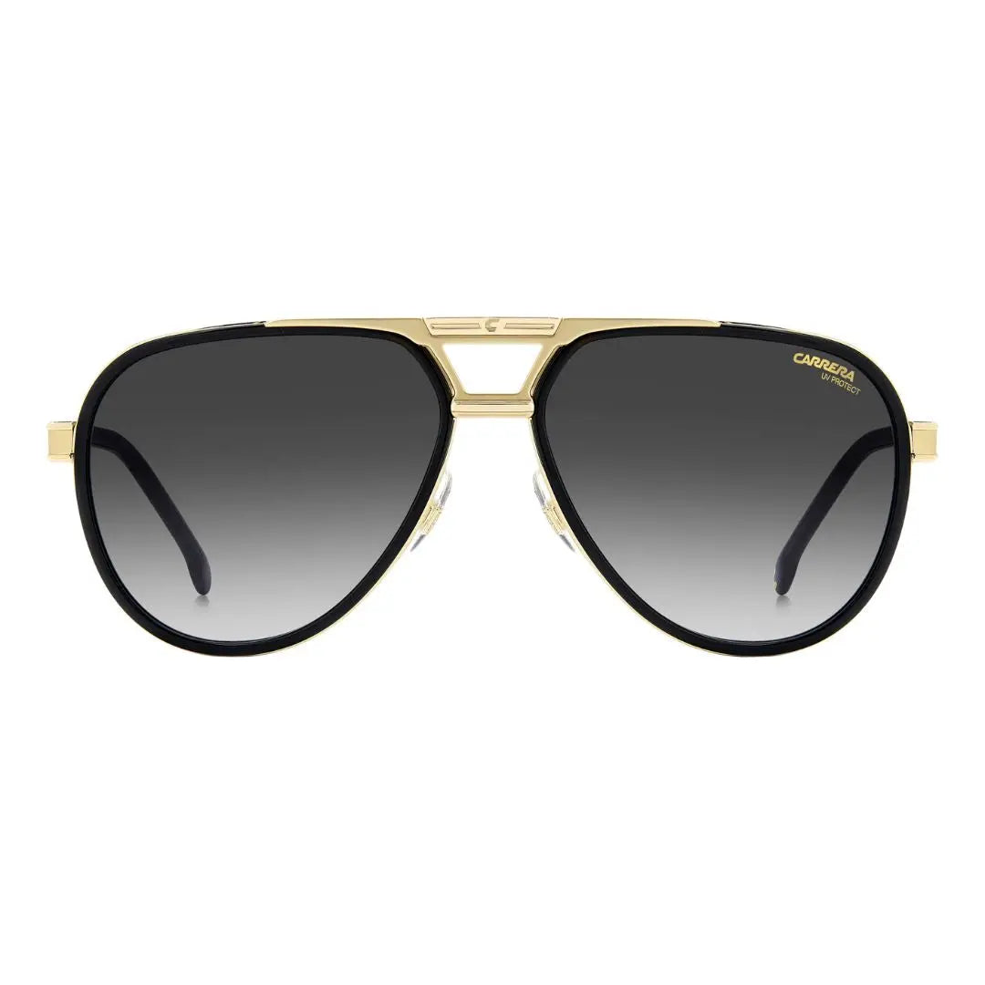 Carrera 1076/S men's aviator Gold-framed sunglasses with black gradient lenses on a white background