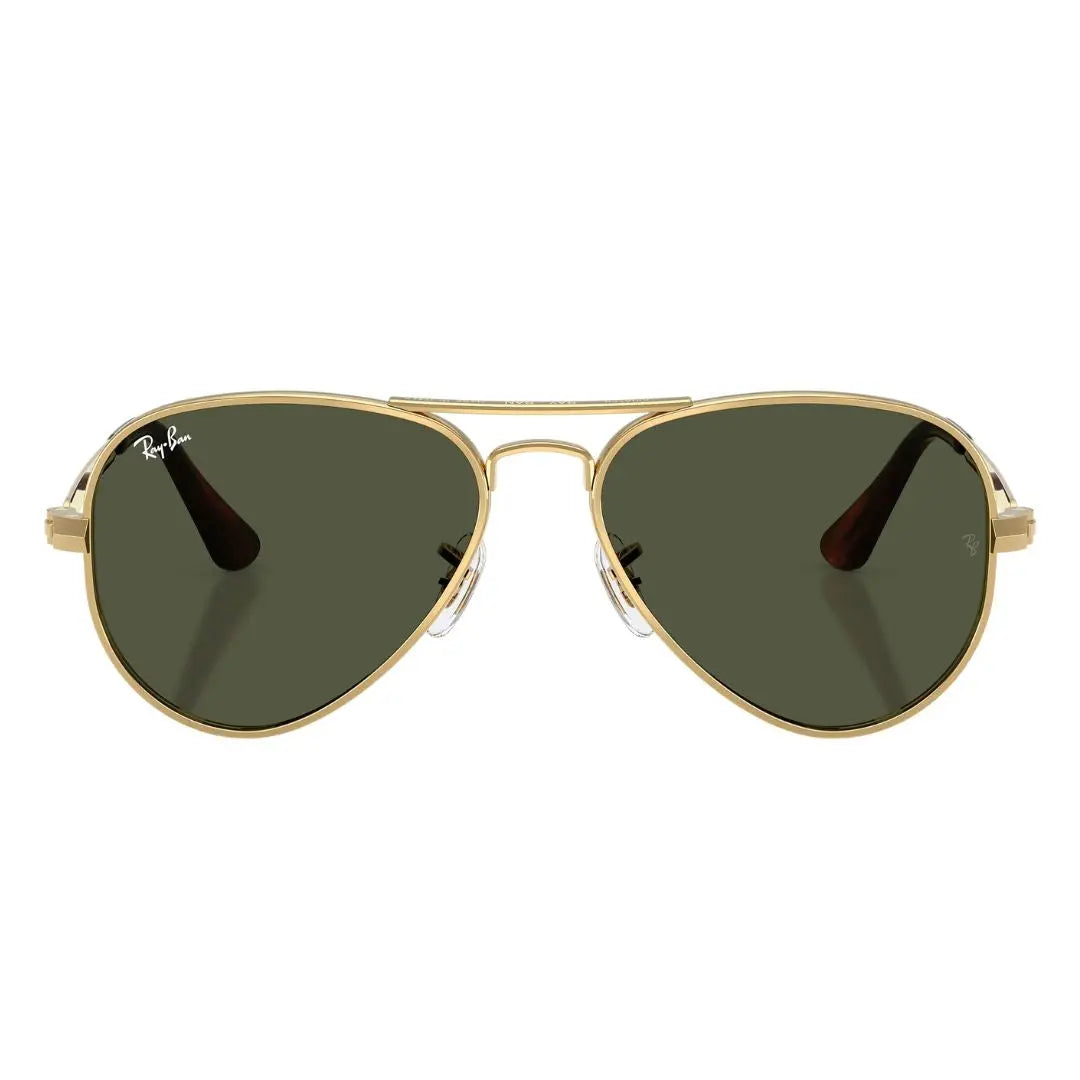 Front view of Ray-Ban Aviator Max RB3925 001/31 featuring bold gold double bridge and green lenses - Gadgets Online NZ
